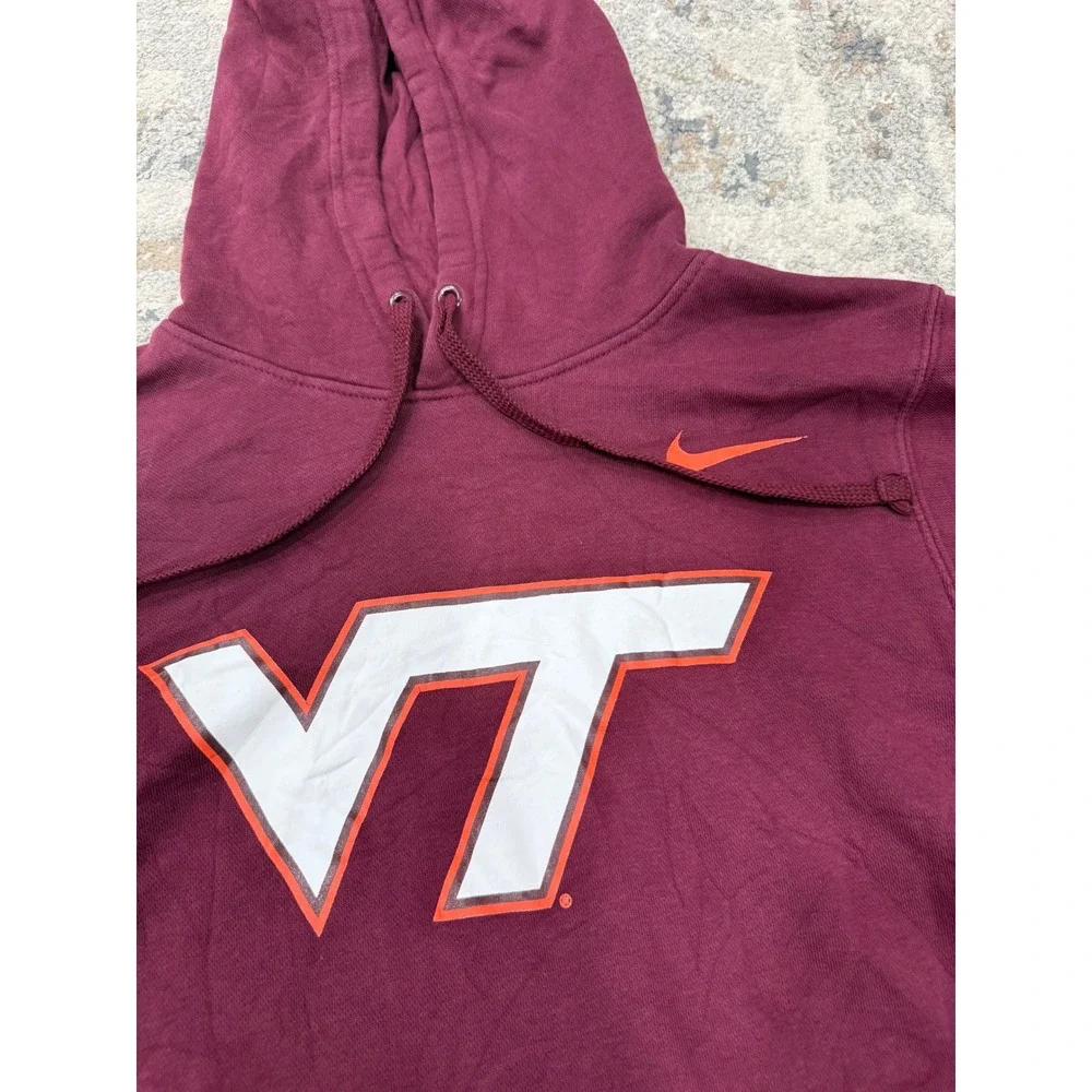 Nike Virginia Tech Hokies Hoodie Maroon VT Logo Pullover Mens Small